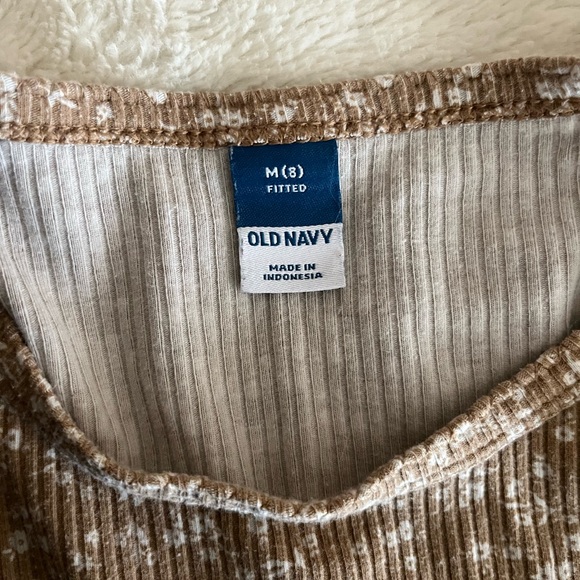 Brown Floral Ribbed Top - Picture 3 of 4